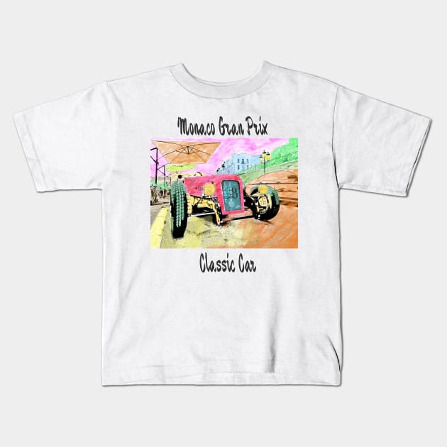 Monaco Gran Prix Classic Car Kids T-Shirt by fantastic-designs